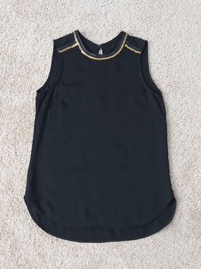 H&M Black Sleeveless Camisole with Gold Trimmed Neckline